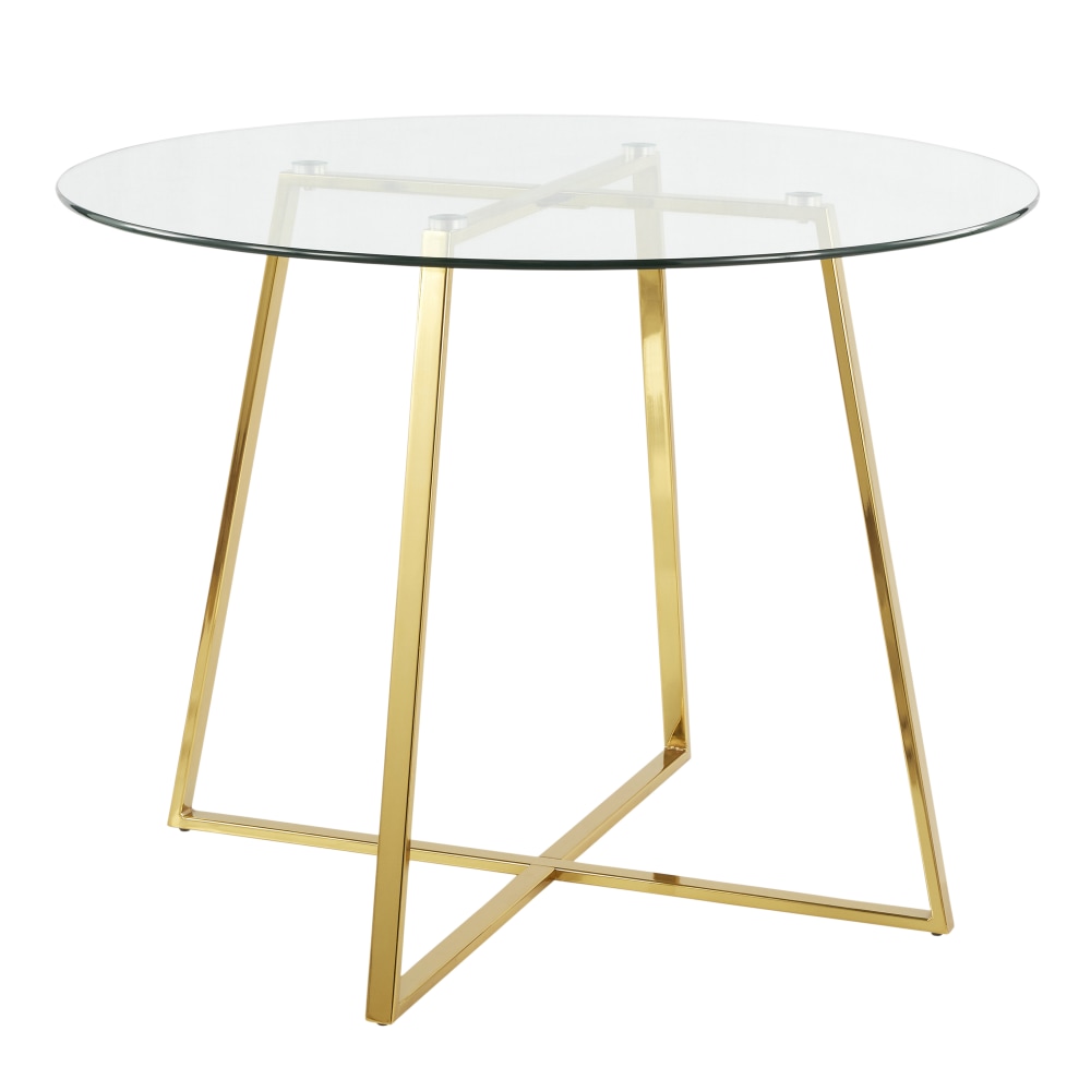 LumiSource Cosmo Glass Dining Table, 30-1/4inH x 39-1/2inW x 39-1/2inD, Clear/Gold MPN:DT-COSMO2 AUGL