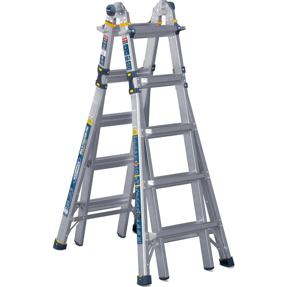 Multi-Position Ladders, Material: Aluminum , Ladder Rating: Type 1AA , Number Of Steps: 10 , Maximum Extension Ladder Height (Feet): 22 , Color: Silver  MPN:MT-22IAA