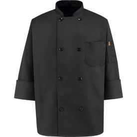 Chef Designs 8 Button-Front Chef Coat Pearl Buttons Black Polyester/Cotton M KT76BKRGM