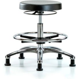 Blue Ridge Ergonomics™ Cleanroom Stool with Glides and Footring - Medium Bench Height - Black CLR-PMBSO-CR-CF-RG-BLK