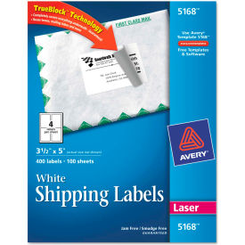 Avery® Shipping Labels with TrueBlock Technology 3-1/2 x 5 White 400/Box 5168