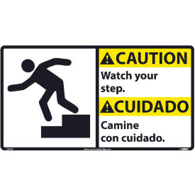 NMC™ Bilingual Vinyl Sign Caution Watch Your Step 18