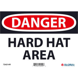 GoVets™ Danger Hard Hat Area 7x10 Rigid Plastic 214R724