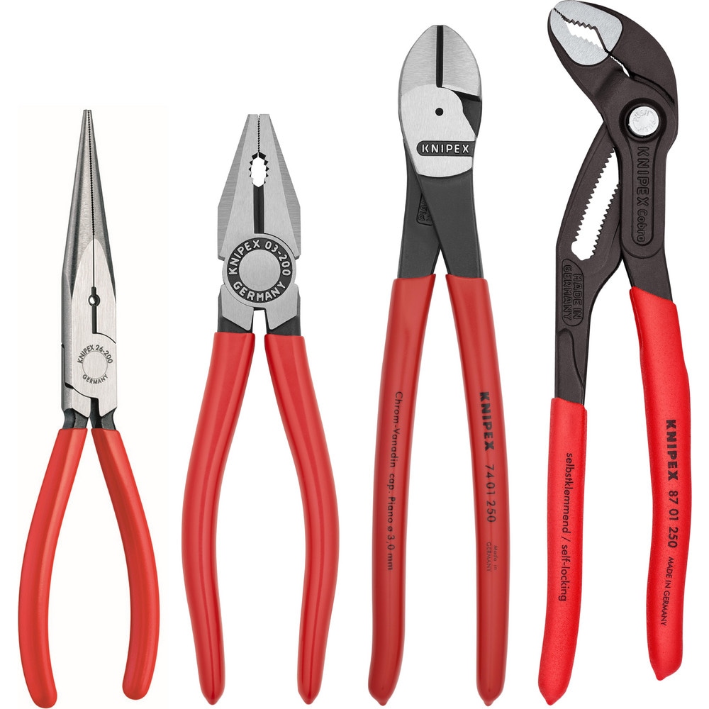 Plier Sets, Plier Type Included: Long Nose Pliers, Combination Pliers, High Leverage Diagonal Cutter, Cobra. Water Pump Pliers , Container Type: None  MPN:9K 00 80 94 US