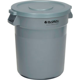 GoVets™ Plastic Trash Can with Lid - 20 Gallon Gray 458GYCL240