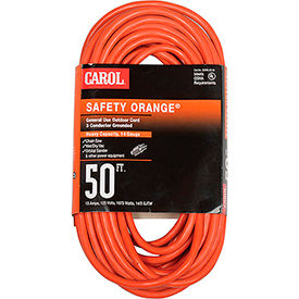 Carol®  03356.63.04 50' Safety Orange Extension Cord 14AWG 15A 03356.63.04