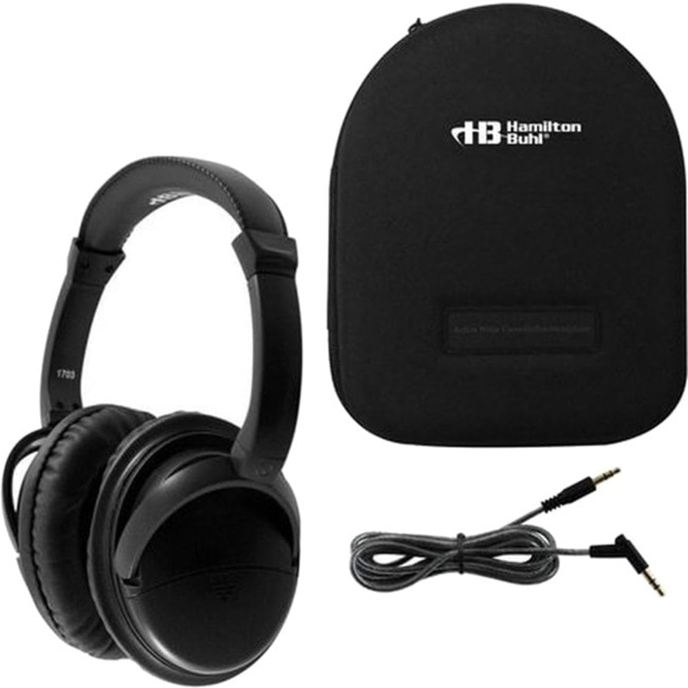 Hamilton Buhl Deluxe Active Noise-Cancelling Headphones with Case - Stereo - Mini-phone (3.5mm) - Wired - 32 Ohm - 50 Hz 20 kHz - Over-the-head - Binaural - Circumaural - 5 ft Cable - Noise Canceling (Min Order Qty 2) MPN:NCHBC1