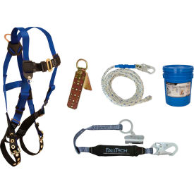 FallTech® 8595A Roofer's Kit with 7016 Harness 3' Shock Absorbing Lanyard & Roof Anchor 8595A