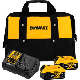 DeWALT® DCB205-2C 20V MAX Starter Kit W/ (2-Pack) 5.0Ah Batteries Charger & Bag DCB205-2C