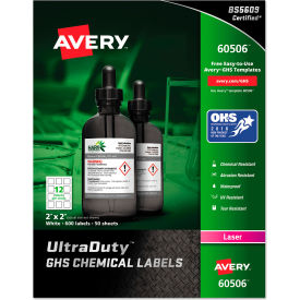 Avery® GHS Chemical Waterproof & UV Resistent Labels Laser 2