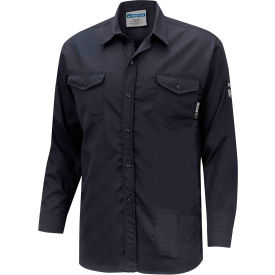 Oberon™ Men's Flame Resistant Button-Up Safety Shirt Cotton/Nylon L Navy Blue ZFI509-L