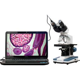 AmScope B120C-E 40X-2500X LED Digital Binocular Compound Microscope with 3D Stage + USB Camera B120C-E