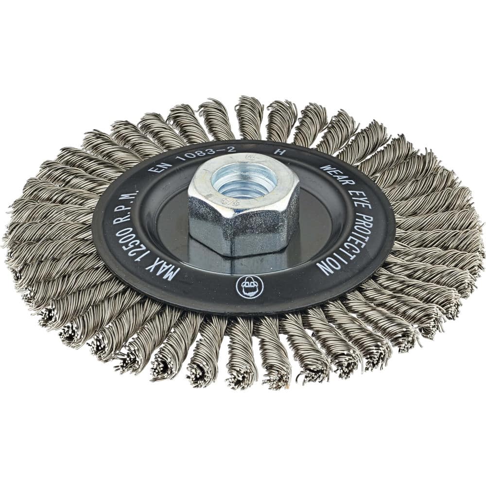 Wheel Brushes, Mount Type: Threaded , Wire Type: Crimped , Outside Diameter (Inch): 6 , Face Width (Inch): 1/4 , Arbor Hole Size: 5/8 in, 1/2 in  MPN:70360