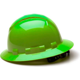 Ridgeline Full Brim Hard Hat Hi-Vis Lime Full Brim 4-Point Ratchet Suspension Vented - Pkg Qty 12 HP54131V