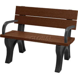 Polly Products Traditional 4' Backed Bench w/ Arms Brown Bench/Black Frame ASM-TB4BA-02-BK/BN