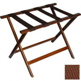 Economy Flat Top Wood Luggage Rack Dark Oak Brown Straps 1 Pack 277DK-1