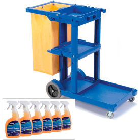 GoVets™ Janitor Cart Blue with Citrus Cleaner Degreaser Case 377800