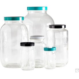 Qorpak® 32oz Glass Standard Wide Mouth Bottle w/70-400 Black Phenolic Vinyl Cap 93x180mm 12PK GLC-01848