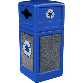 Commercial Zone® PolyTec™ Recycling Container w/ Pepperstone Panels 42 Gal Cap. Blue 722831K