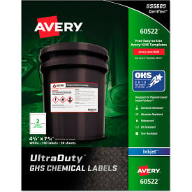 Avery® GHS Chemical Waterproof & UV Resistent Labels Inkjet 4-3/4