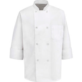 Chef Designs 8 Button-Front Chef Coat Pearl Buttons White Polyester/Cotton S 0403WHRGS