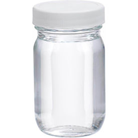 Wheaton® 4 oz Clear Glass Wide Mouth Packer Bottles Vinyl Lined PP Caps Case of 24 W216924