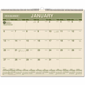 AT-A-GLANCE® Recycled Wall Calendar Unruled Blocks 15 x 12 Sand/Green Sheets 2025 PMG7728