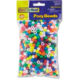 Chenille Kraft 3552 Pony Beads Plastic 6mm x 9mm Assorted Colors 1000/Pack 3552