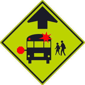 NMC TM603DG Traffic Sign School Bus Stop Ahead Sign 30