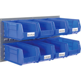 GoVets™ Wall Bin Rack Panel 36 x19 - 8 Blue 8-1/4x14-3/4x7 Stacking Bins 203BL550