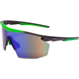 Pyramex® PMXSPEC Half Frame Safety Glasses Green Mirror Anti Fog Lens Matte Black-Green Frame - Pkg Qty 12 SBL11257ST