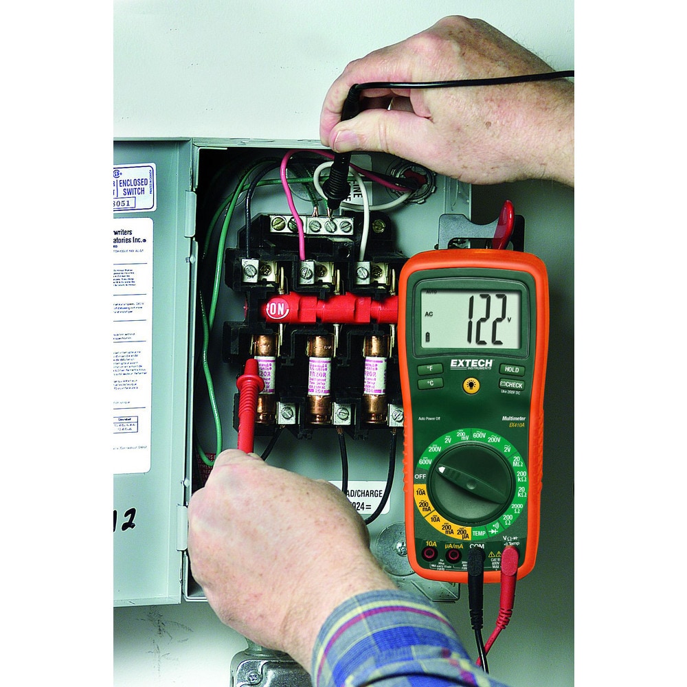 EX410, CAT III, 750 VAC, 1,000 VDC, Digital Average Responding Manual Ranging Multimeter MPN:EX410A