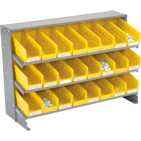 GoVets™ 3 Shelf Bench Pick Rack - 24 Yellow Plastic Shelf Bins 4 Inch Wide 33x12x21 424YL603