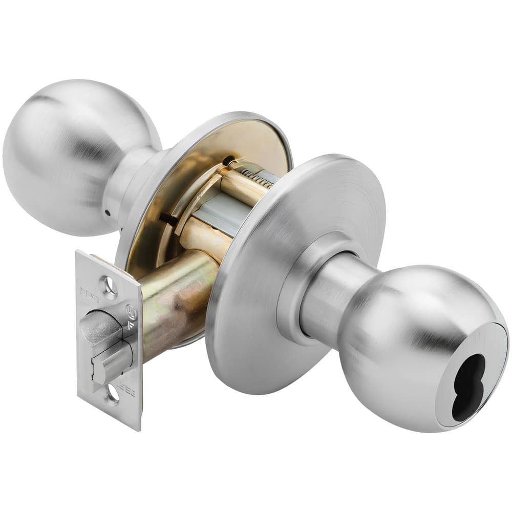 Knob Locksets, Type: Storeroom , Key Type: Keyed Different , Material: Metal , Finish/Coating: Satin Chrome , Compatible Door Thickness: 1-3/4