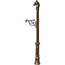 Lewiston Equine Post Only w/Support Bracket Horsehead Finial & Decorative Ornate Base Bronze LPST-701-BZ