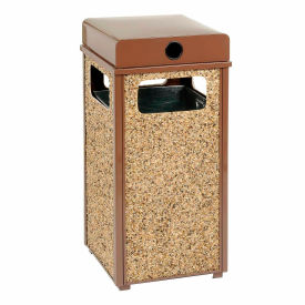 GoVets™ Stone Panel Trash Weather Urn Brown 12 Gallon 13-1/2