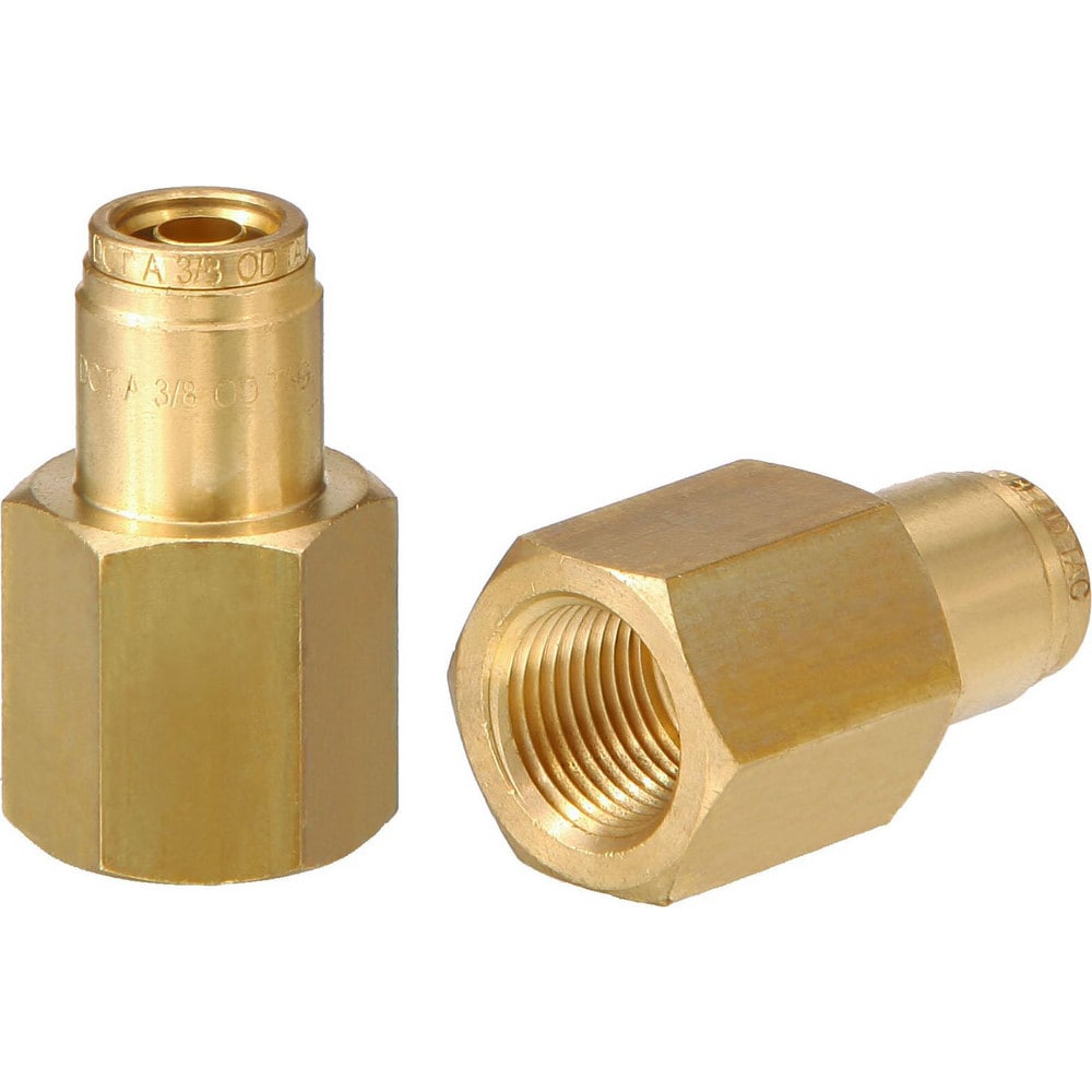 Metal Push-To-Connect Tube Fittings, Connection Type: Push-to-Connect x FNPT , Material: Brass , Tube Outside Diameter: 1/4 , Overall Length (mm): 32.00  MPN:PC66-DOT-42