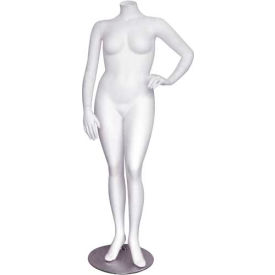 Female Mannequin - Full Figure Headless Left Arm on Hip Left Leg Bent - White JANET