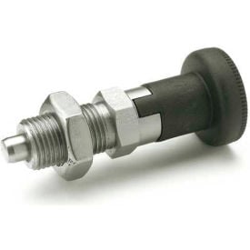 J.W. Winco Indexing Plunger w/ Knob Lock-Out & Nut SS 8.0x21.0N Pressure M12x1.5 Thread 6x6mm Pin 617.1-6-M12X1.5-AK-NI