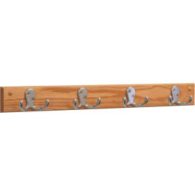 Wooden Mallet® Wall Mounted Coat Rack 4 Double Prong Hook Rail Nickel/Light Oak HSD4NLO