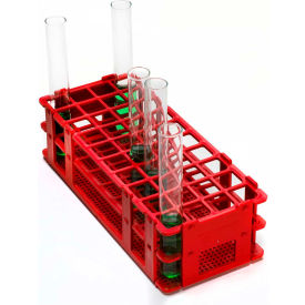 Bel-Art No-Wire™ PP Test Tube Rack 187460002 For 16-20mm Tubes 40 Places Red 1/PK 187460002