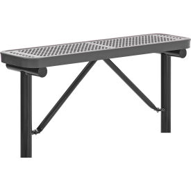 GoVets™ 4' Outdoor Steel Flat Bench Perforated Metal In Ground Mount Gray 742IGY695