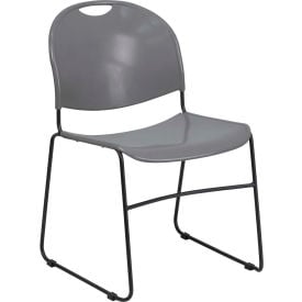 Flash Furniture Ultra Compact Plastic Stacking Chair - 880 lb. Capacity - Gray - Hercules Series - Pkg Qty 4 -188-GY-GGRUT