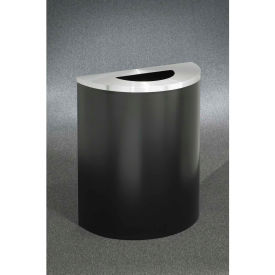 Glaro Steel Half Round Trash Can 29 Gallon Satin Black/Satin Aluminum Lid 2491-BK-SA