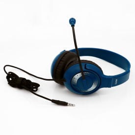 AVID® AE-55 Personal On-Ear Headset with Microphone and TRRS Plug Blue 2AE5-5BL