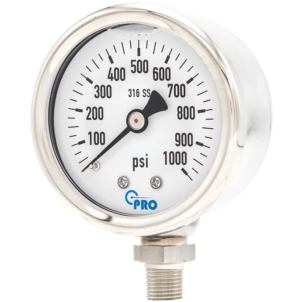 Pressure Gauges, Gauge Type: Pressure Single Scale , Scale Type: Single , Accuracy (%): 3-2-3% , Dial Type: Analog , Thread Type: NPT  MPN:PRO-301L-208M-1