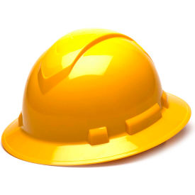 Ridgeline Full Brim Hard Hat Yellow Full Brim 4-Point Ratchet Suspension - Pkg Qty 12 HP54130