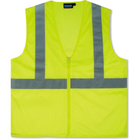 ERB® Aware Wear® S363 ANSI Class 2 Economy Mesh Safety Vest Zipper Closure 4XL Lime WEL61450HL4X