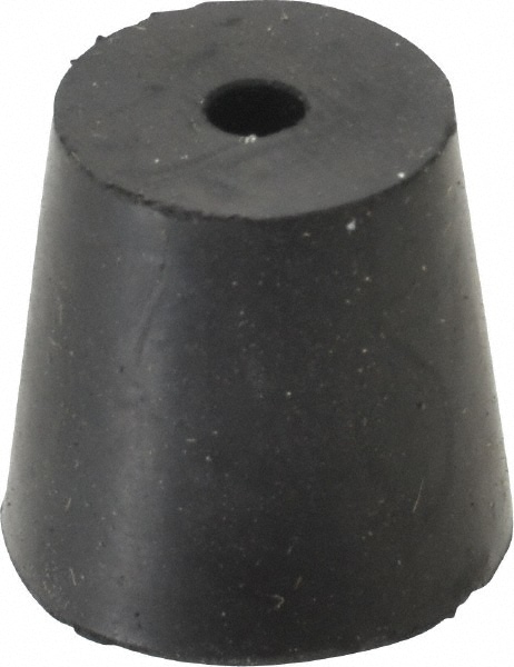 #4, 25/32 Small to 1-1/64 Large End Diam, Tapered Rubber Stopper with Hole MPN:ITRS-4-1H-BKN