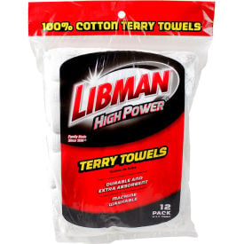 Libman Commercial High Power® 100 Cotton Premium White Shop Towels 12 Pack - 590 590